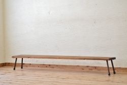 アンティーク家具　★天板一枚板鉄脚アンティークローテーブル11(机)