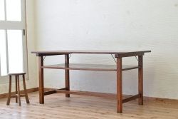 アンティーク家具　古い木のシンプルなアンティーク作業台(テーブル)
