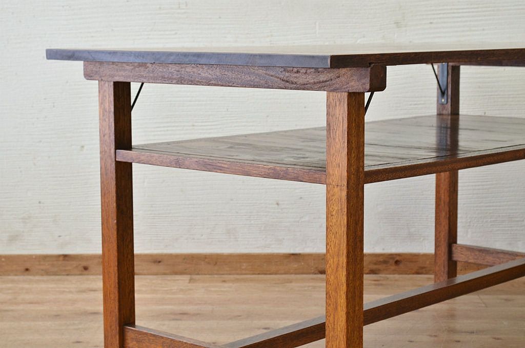 アンティーク家具　古い木のシンプルなアンティーク作業台(テーブル)
