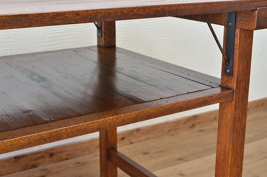 アンティーク家具　古い木のシンプルなアンティーク作業台(テーブル)
