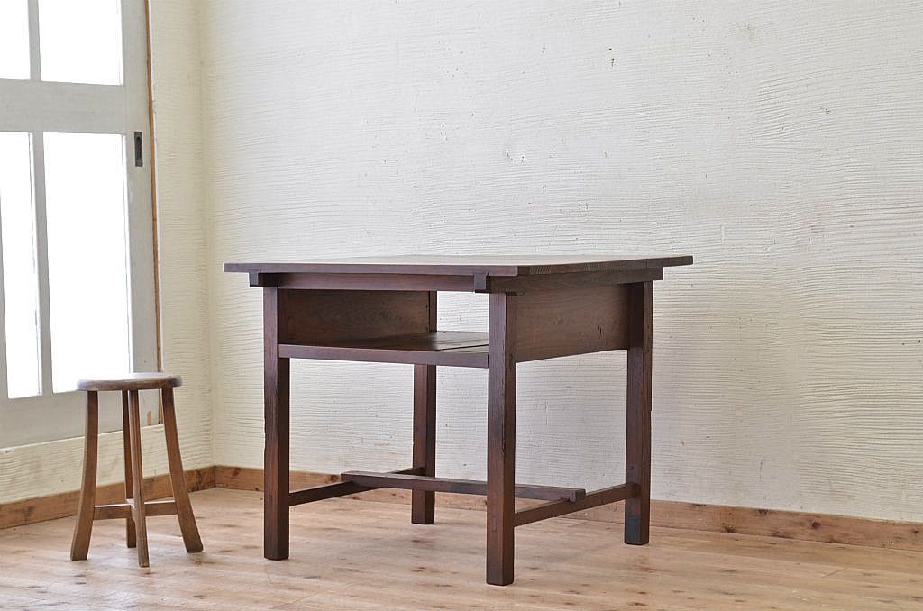 アンティーク家具　★古い木のアンティーク作業台(テーブル、机)