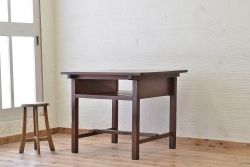 アンティーク家具　★古い木のアンティーク作業台(テーブル、机)