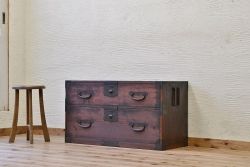 アンティーク家具　古民具　古いお家の時代箪笥ローボード