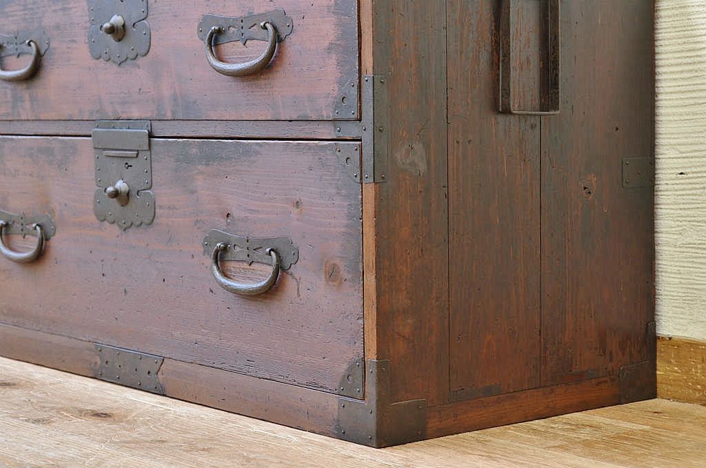 アンティーク家具　古民具　古いお家の時代箪笥ローボード