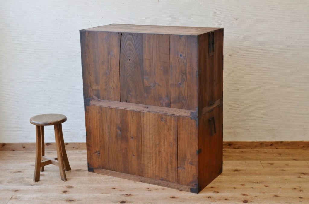 アンティーク家具　☆古民具　味のある二段重ね時代箪笥2