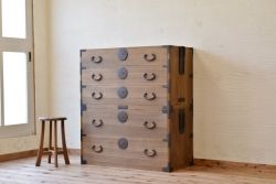 ☆美品!古い木味の二段重ね五丁引き時代箪笥
