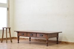 アンティーク家具　重厚!引き出し付きアンティークテーブル(作業台、机)