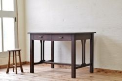 アンティーク家具　古いナラ材の大きなアンティークテーブル(平机)