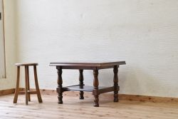 アンティーク家具　1970〜80年代飛騨産業キツツキマークセンターテーブル小