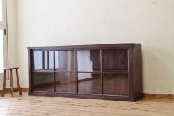 アンティーク家具　シンプルな横長アンティーク収納棚(飾り棚)