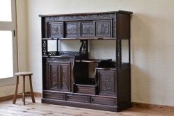 アンティーク家具　重厚!縞黒檀製の飾り棚(茶棚)