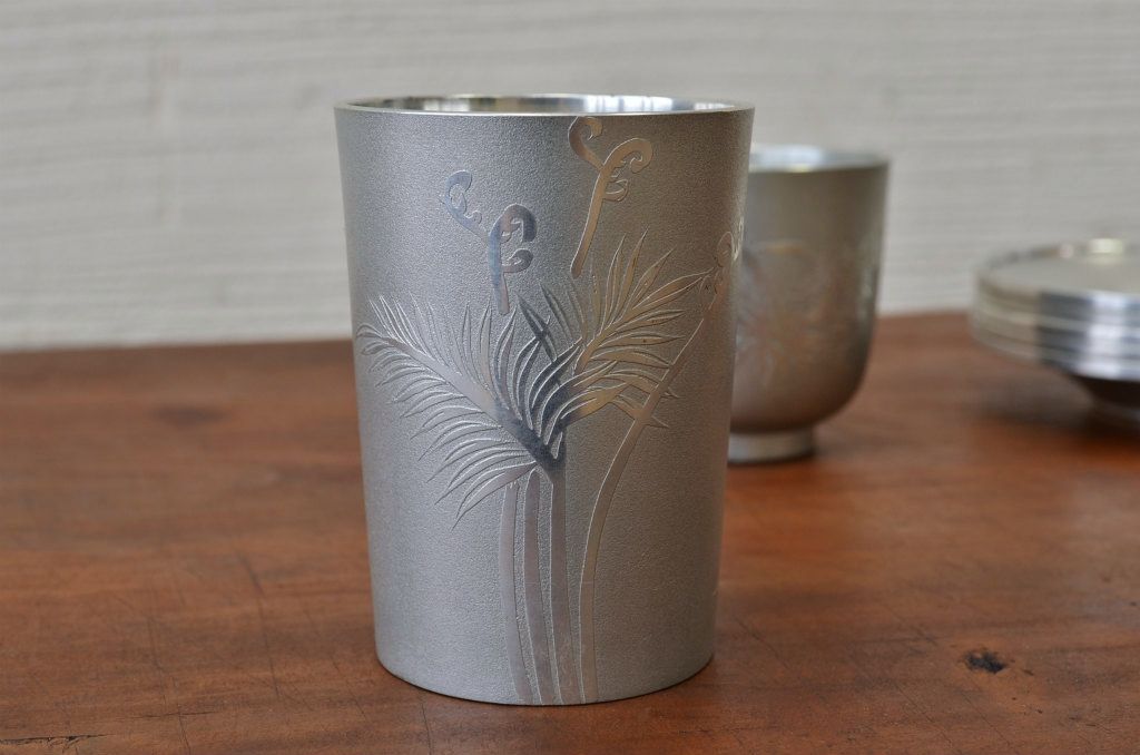 アンティーク家具　○大正昭和初期　錦製品3点セット　高山錫器　茶托