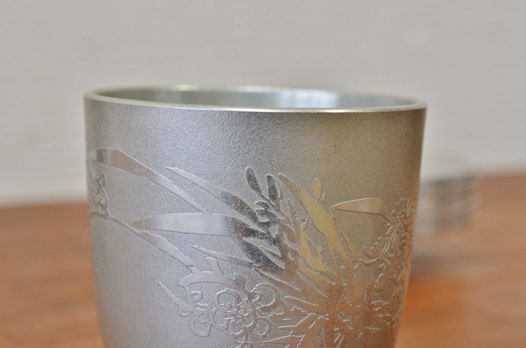 アンティーク家具　○大正昭和初期　錦製品3点セット　高山錫器　茶托