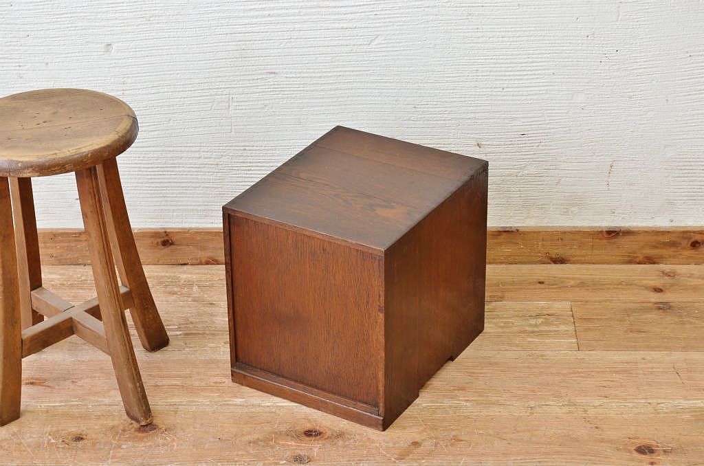 アンティーク家具　古いナラ材のアンティーク小引き出し(書類ケース)