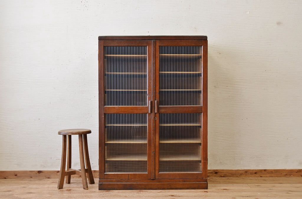 アンティーク家具　珍品!モールガラスアンティークシャツケース(収納棚、引き出し)