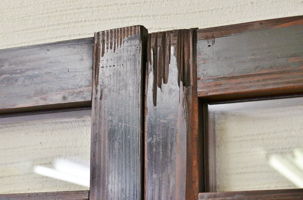 古民具　骨董　ガラス格子戸4枚セット(帯戸、障子戸、ガラス帯戸)