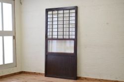 ★古民具　骨董　ガラス格子戸1枚(帯戸、障子戸、ガラス帯戸)