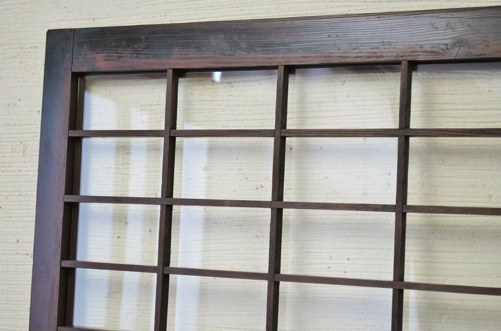 ★古民具　骨董　ガラス格子戸1枚(帯戸、障子戸、ガラス帯戸)