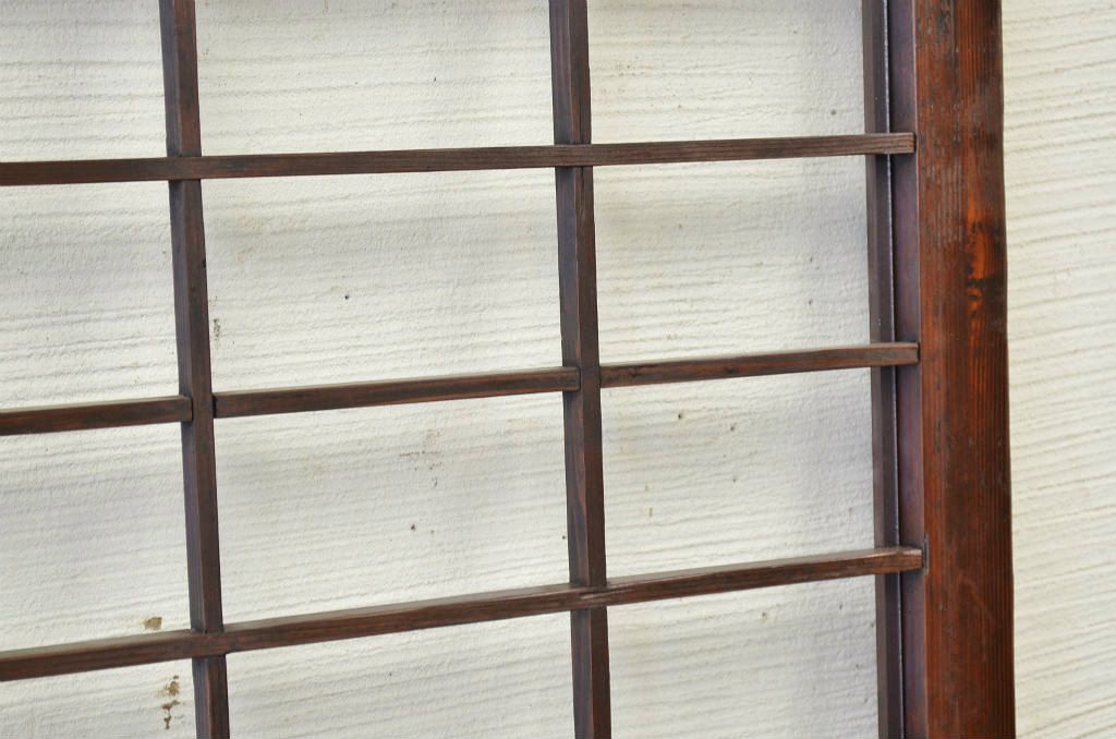 ★古民具　骨董　ガラス格子戸1枚(帯戸、障子戸、ガラス帯戸)