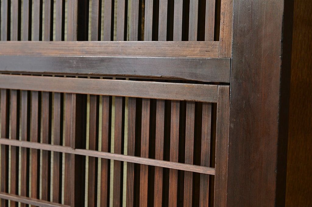 古民具　骨董　腰板欅の味わい深い格子戸4枚セット