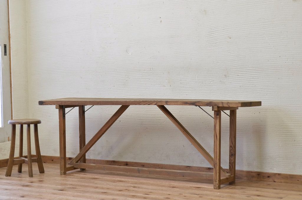 アンティーク家具　★古い木味のアンティーク作業台(テーブル)3
