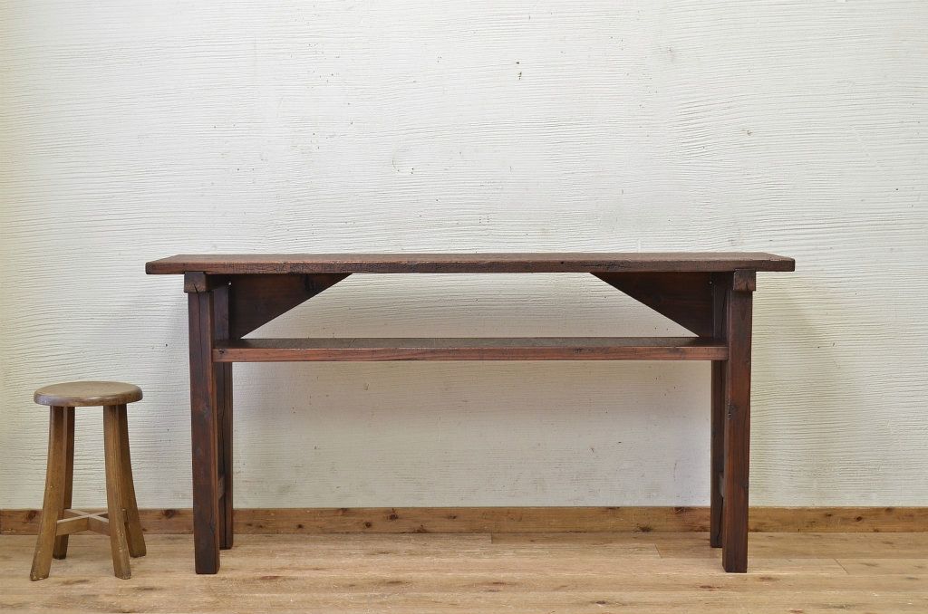 アンティーク家具　★古い木のシンプルなアンティーク作業台(テーブル)1