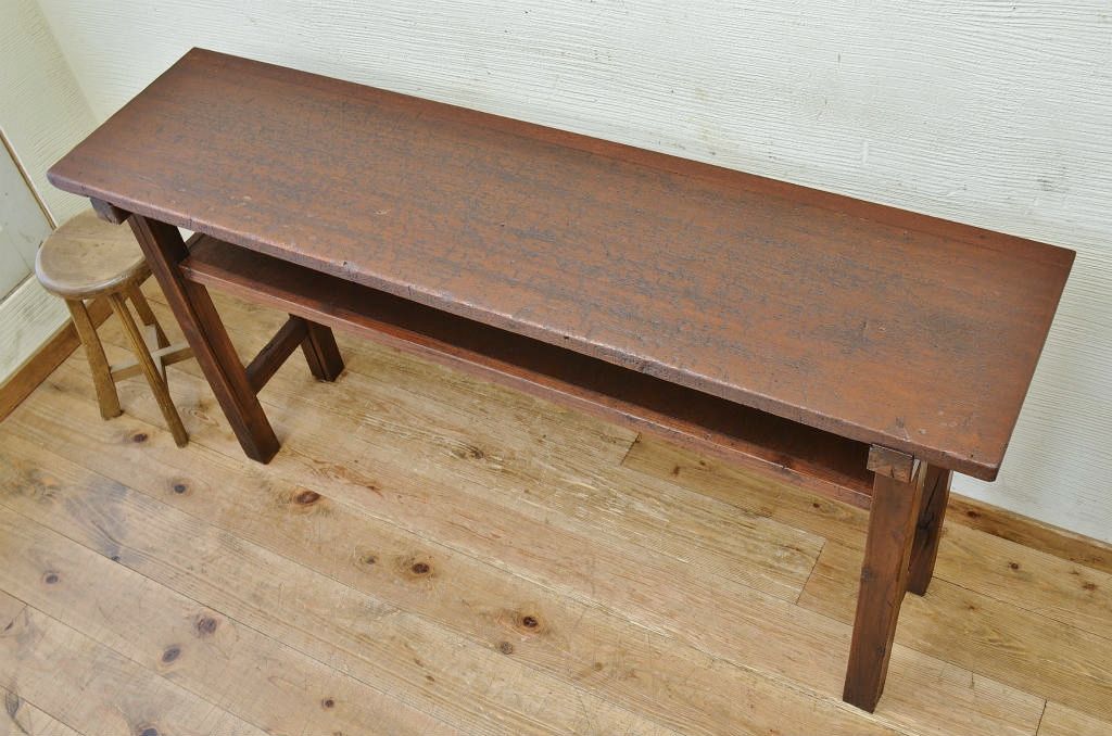 アンティーク家具　★古い木のシンプルなアンティーク作業台(テーブル)1