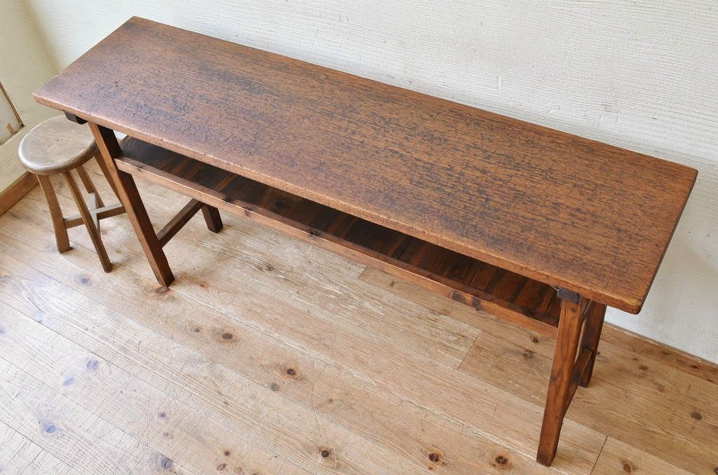 アンティーク家具　★古い木のシンプルなアンティーク作業台(テーブル)3