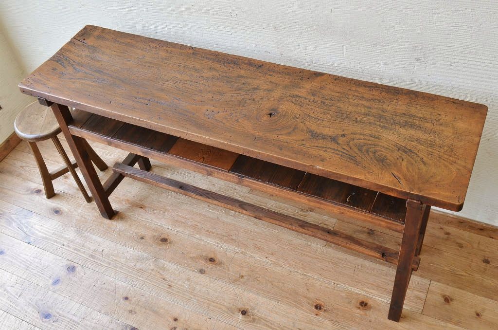 アンティーク家具　★古い木のシンプルなアンティーク作業台(テーブル)9