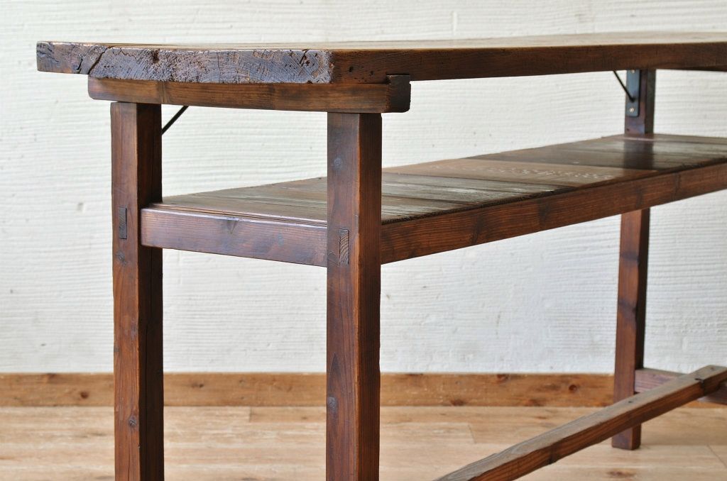 アンティーク家具　★古い木のシンプルなアンティーク作業台(テーブル)9