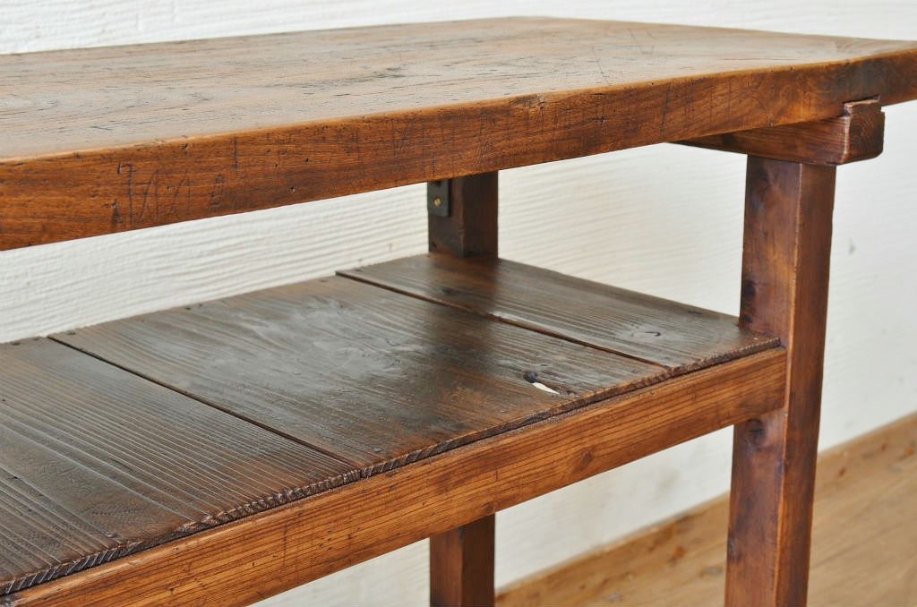 アンティーク家具　★古い木のシンプルなアンティーク作業台(テーブル)9
