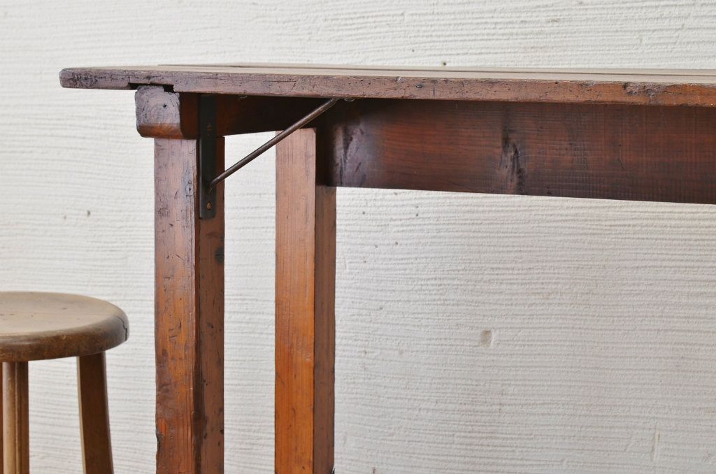 アンティーク家具　古い学校のアンティーク机(テーブル、作業台)7