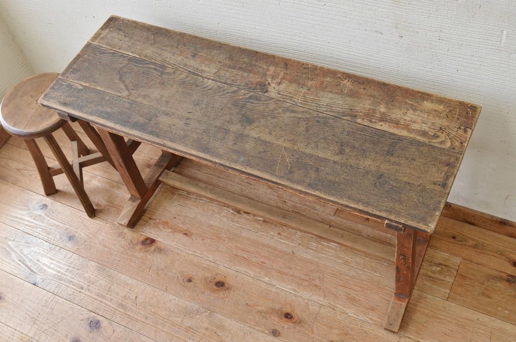 アンティーク家具　ジャンク品!古い木味のアンティーク作業台(テーブル、机)3