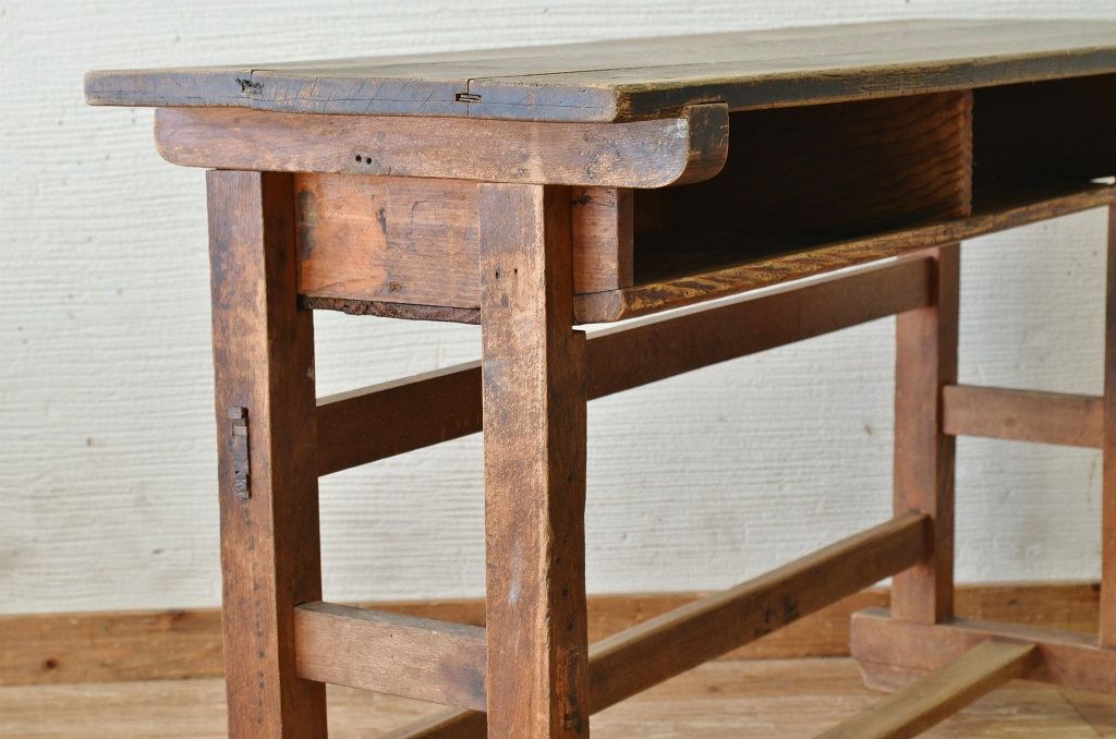 アンティーク家具　ジャンク品!古い木味のアンティーク作業台(テーブル、机)3