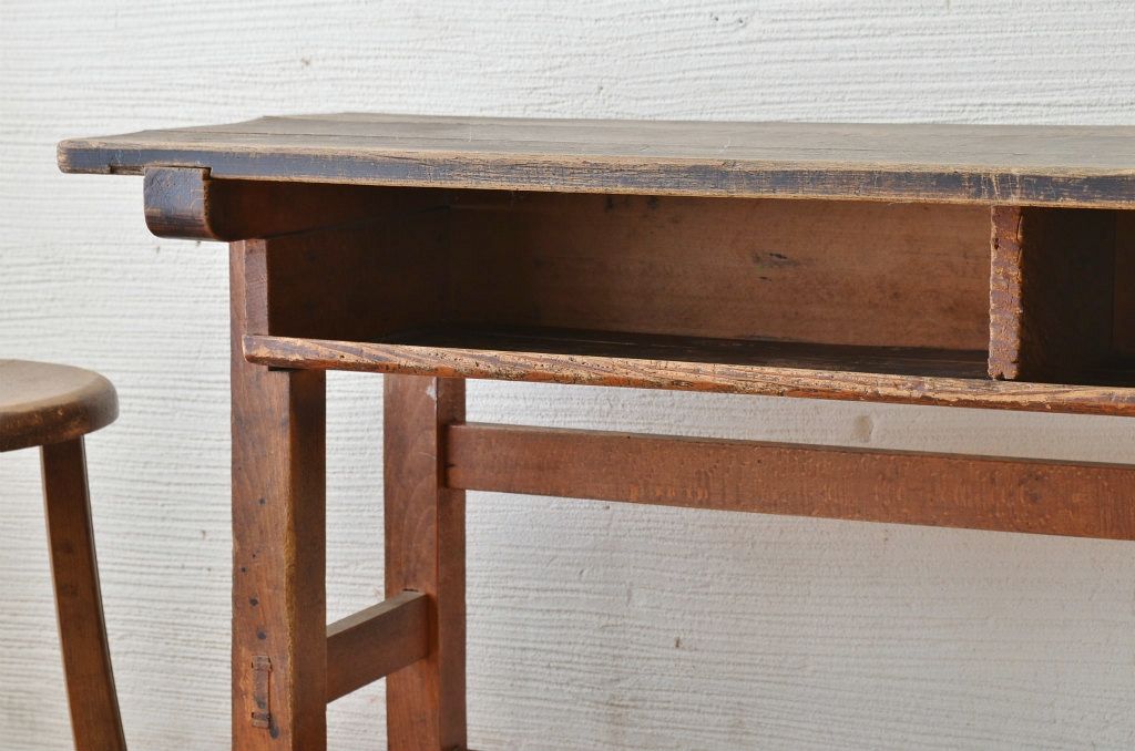 アンティーク家具　ジャンク品!古い木味のアンティーク作業台(テーブル、机)3