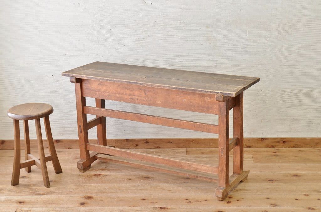 アンティーク家具　ジャンク品!古い木味のアンティーク作業台(テーブル、机)3