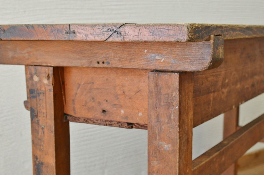 アンティーク家具　ジャンク品!古い木味のアンティーク作業台(テーブル、机)3