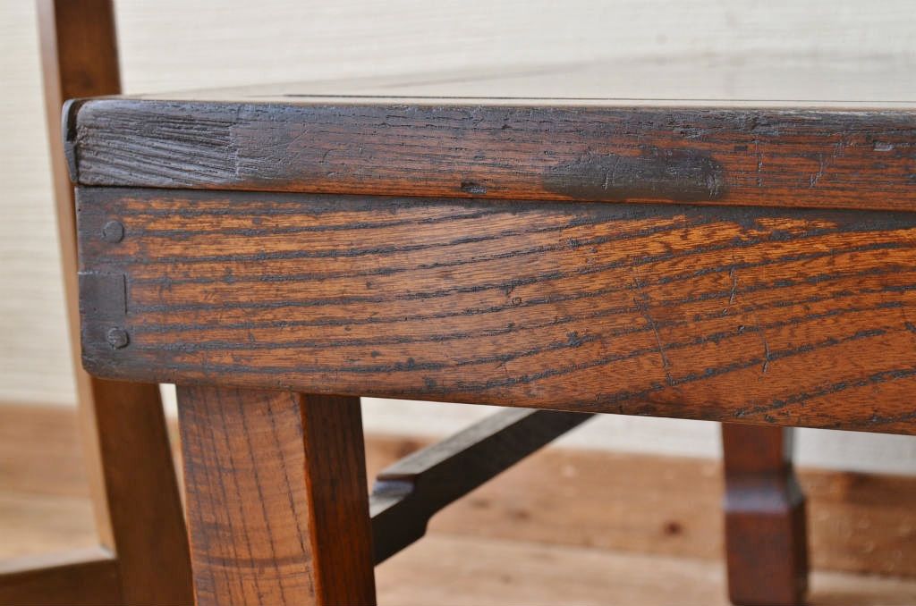 古い欅材の重厚なアンティークちゃぶ台