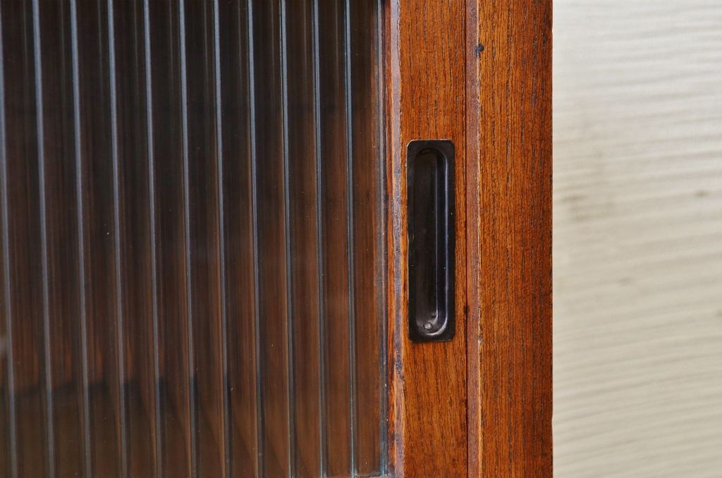 アンティーク家具　前面欅!モールガラスアンティーク収納棚(食器棚)