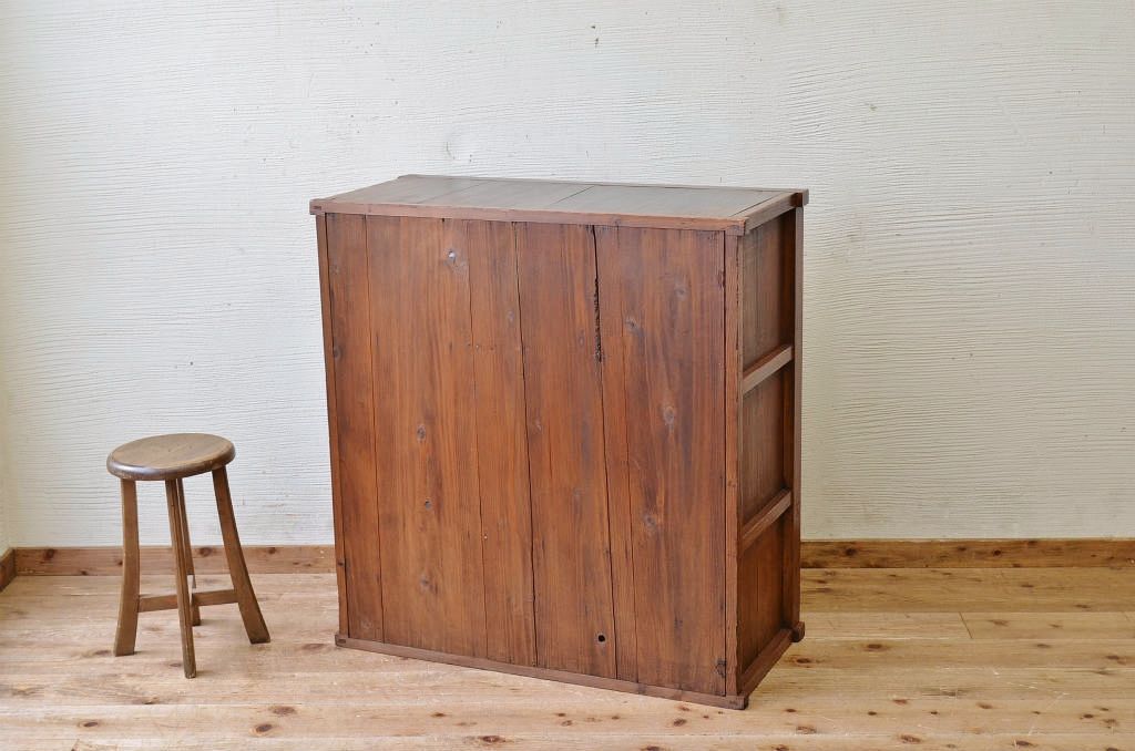アンティーク家具　前面欅!モールガラスアンティーク収納棚(食器棚)