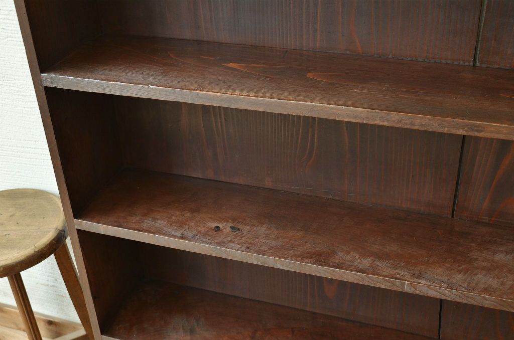 アンティーク家具　希少!珍しいデザインのモールガラス本棚(飾り棚)