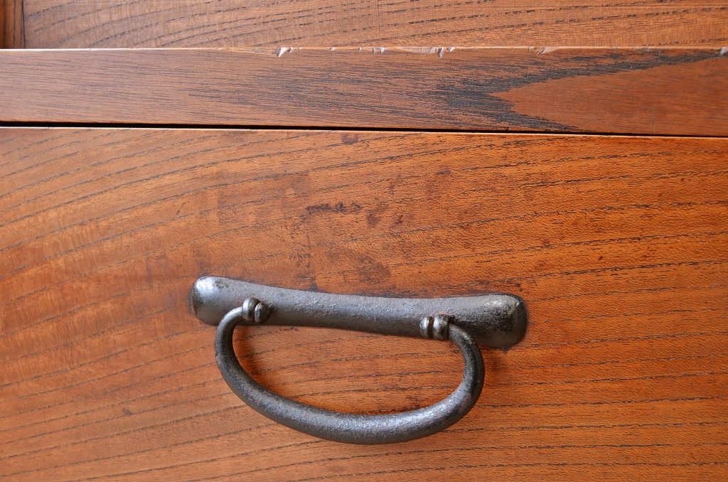 アンティーク家具　古民具　骨董　前面欅!両面引き出し収納棚