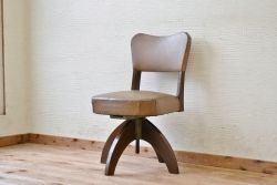 アンティーク家具　和製アンティーク　古い木製のスライド式回転椅子