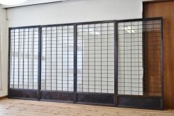 古民具　骨董　ガラス格子戸4枚セット(ガラス戸)