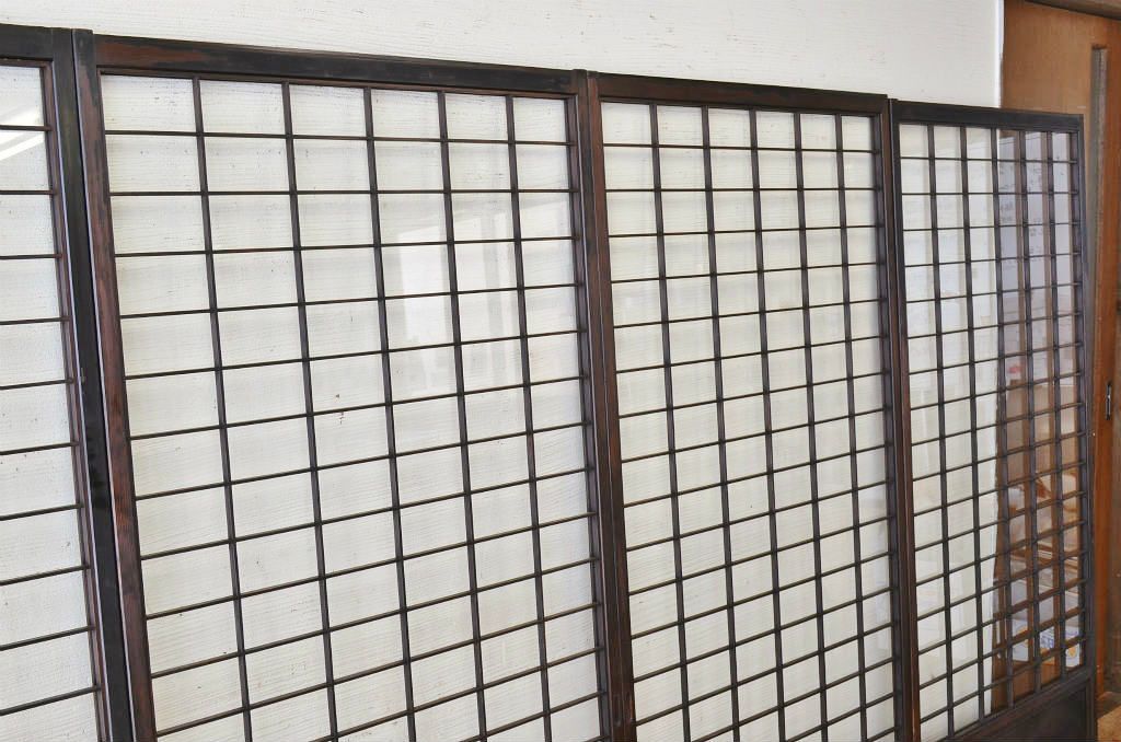 古民具　骨董　ガラス格子戸4枚セット(ガラス戸)