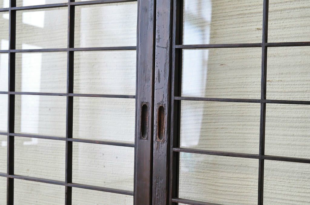古民具　骨董　ガラス格子戸4枚セット(ガラス戸)