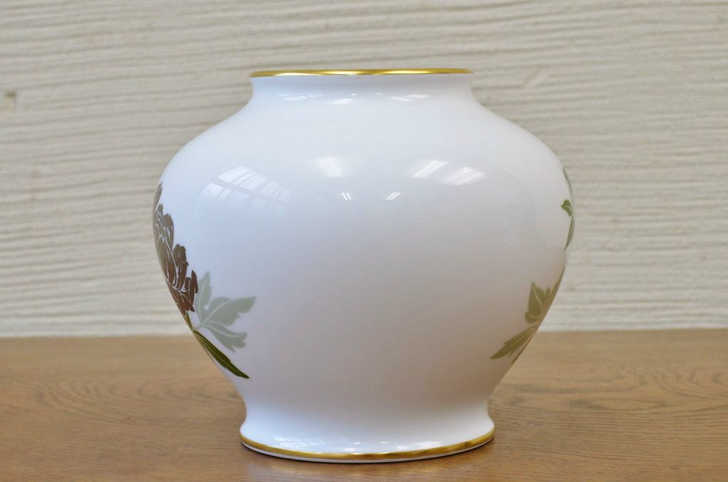 中古!大倉陶園花瓶2点セット(ブルーローズ)