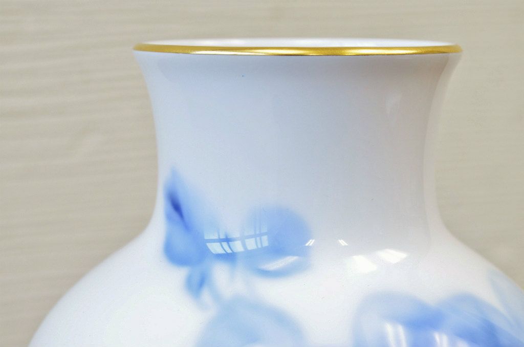 中古!大倉陶園花瓶2点セット(ブルーローズ)