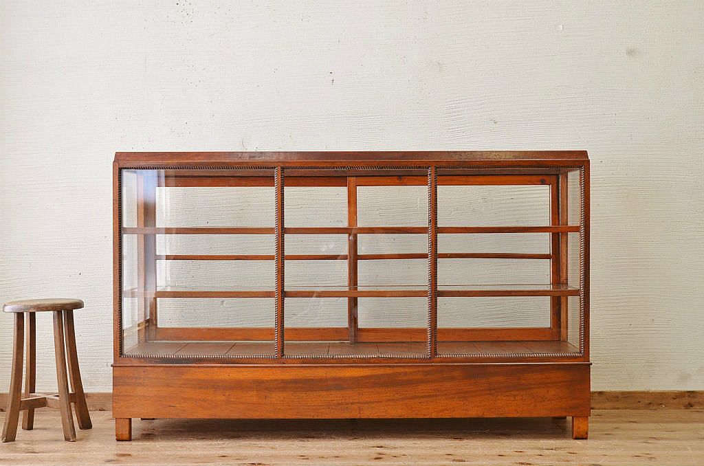 アンティーク家具　引き出し付きアンティークガラスケース(ショーケース)