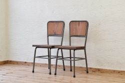 アンティーク家具　古い鉄脚のシンプルな椅子(イス)2